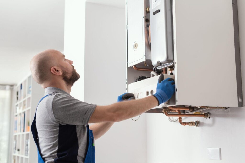 Engineer Performing Boiler Maintenance and Repair 